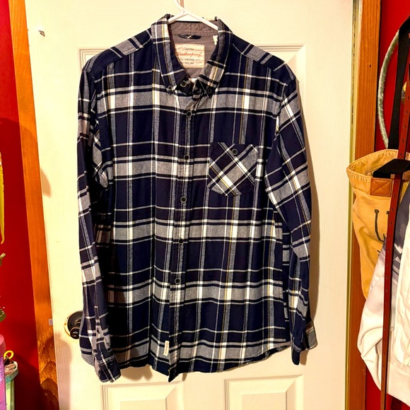 Weatherproof Vintage Men's Plaid Button-Down Shirt - Navy and White - Picture 1 of 6